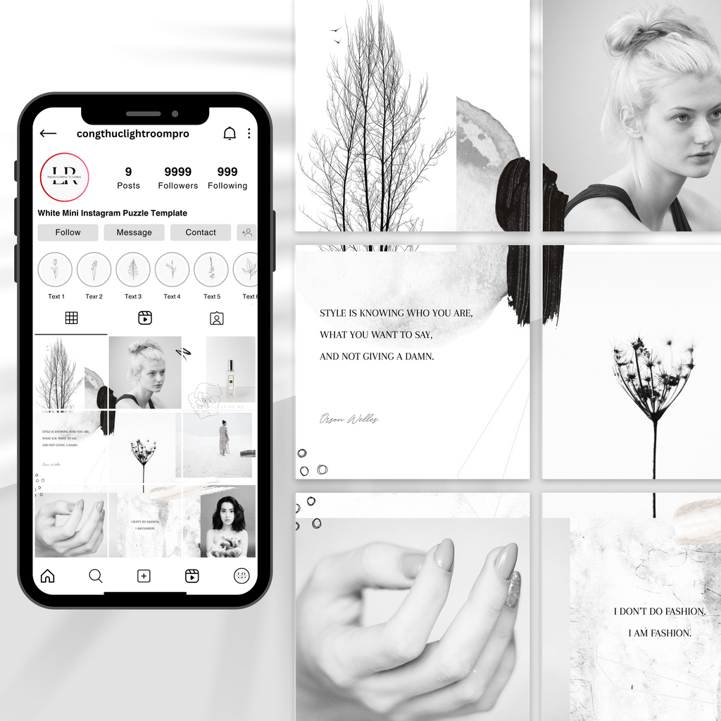 White Mini Instagram Puzzle Template