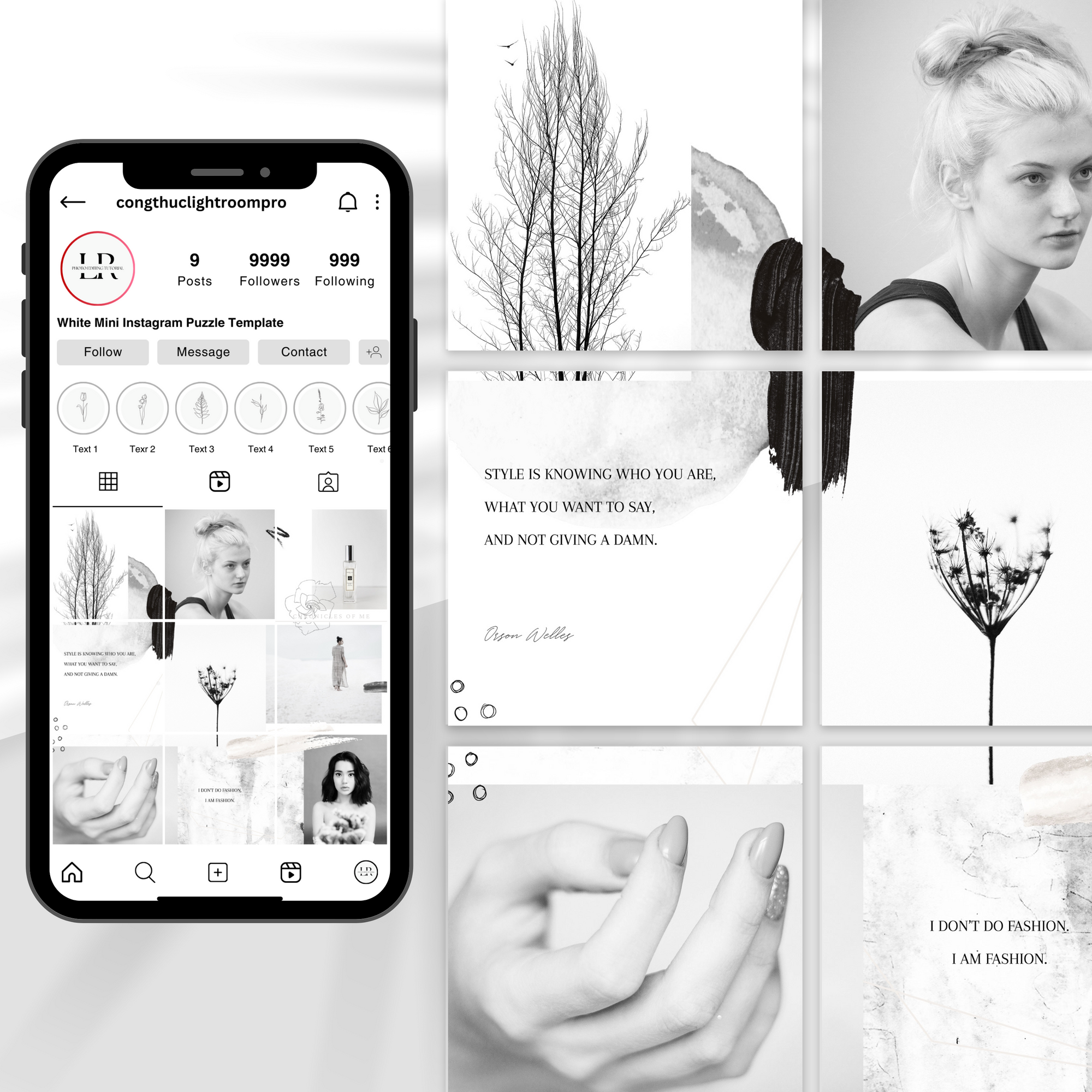 White Mini Instagram Puzzle Template