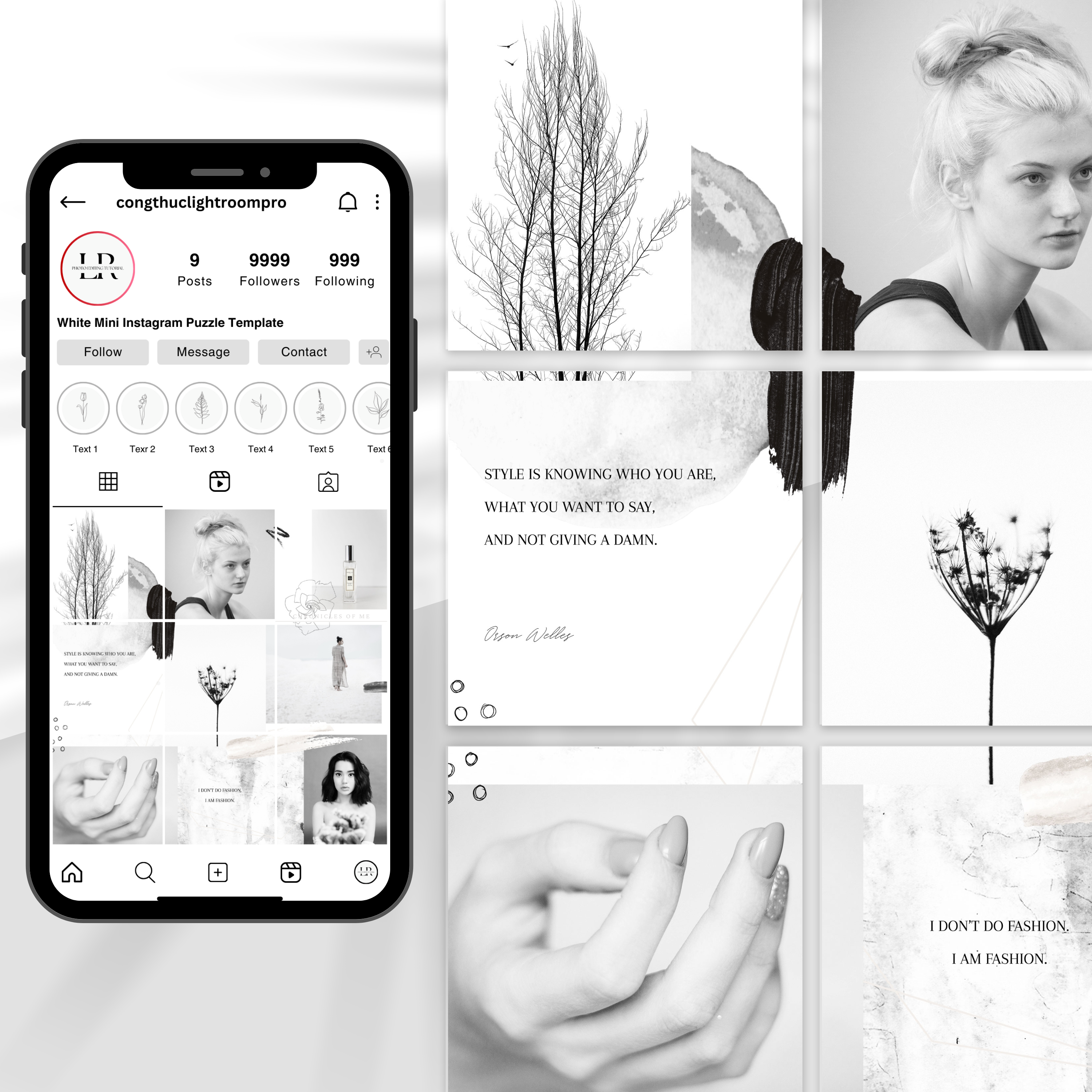 White Mini Instagram Puzzle Template